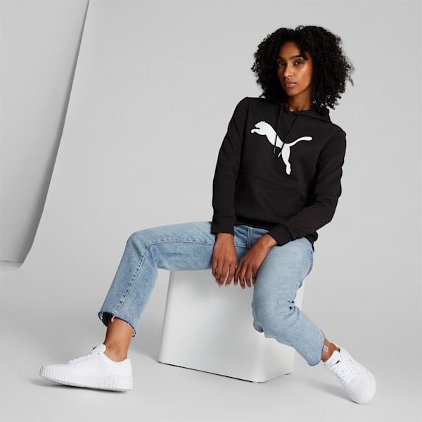 Chandail à capuchon avec logo Essentials grand logo PUMA Cat, femme, PUMA Black, extralarge