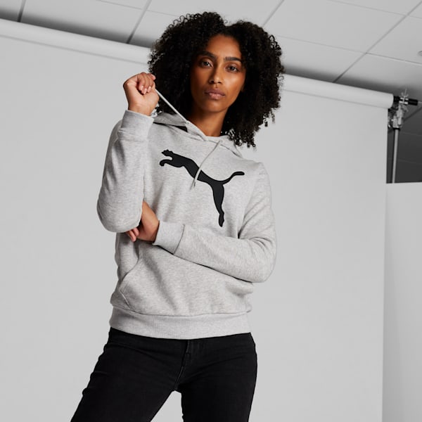 Chandail à capuchon avec logo Essentials grand logo PUMA Cat, femme, Light Gray Heather, extralarge