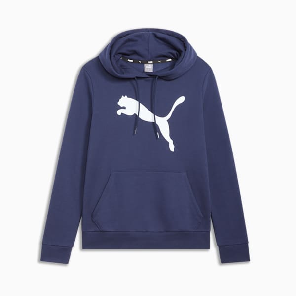 Sudadera con capucha Essentials con logotipo grande de gato para mujer, PUMA Navy, extralarge