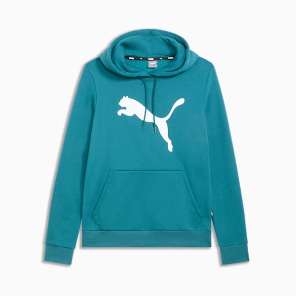 Sudadera con capucha Essentials con logotipo grande de gato para mujer, Cold Green, extralarge