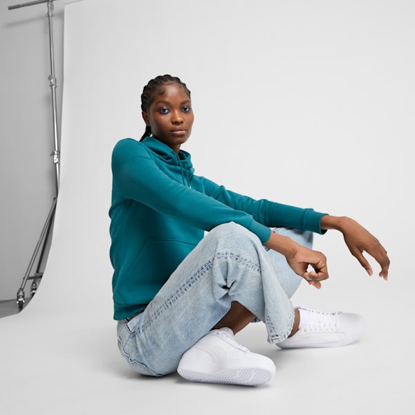 Sudadera con capucha Essentials con logotipo grande de gato para mujer, Cold Green, extralarge