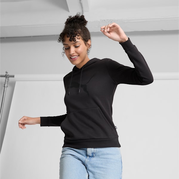 Essentials Big Cat Logo Women's Hoodie, PUMA Black-PUMA Black, extralarge