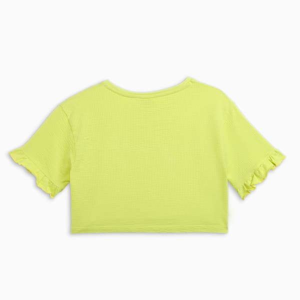 Ruffles Girl's Relaxed Fit Tee, Lime Sheen, extralarge-IND