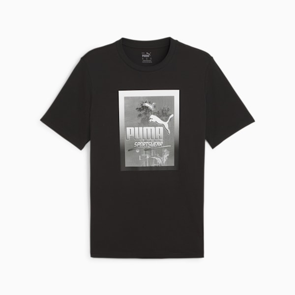 メンズ グラフィックス フォト プリント 半袖 Tシャツ, PUMA Black, extralarge-JPN