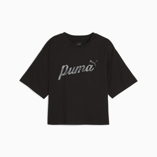 ウィメンズ ESS+ ブロッサム グラフィック 半袖 Tシャツ, PUMA Black, extralarge-JPN