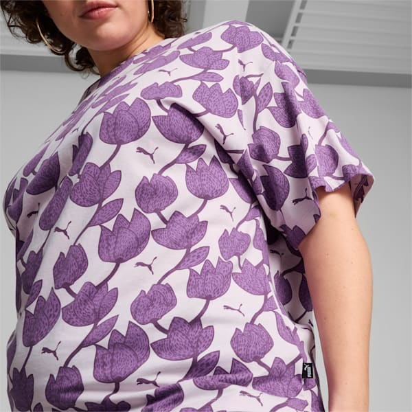 ウィメンズ ESS+ ブロッサム AOP 半袖 Tシャツ, Grape Mist, extralarge-JPN
