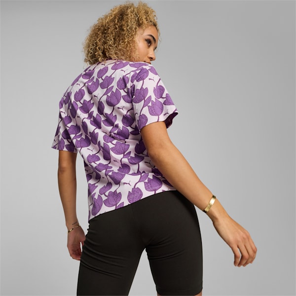 ウィメンズ ESS+ ブロッサム AOP 半袖 Tシャツ, Grape Mist, extralarge-JPN