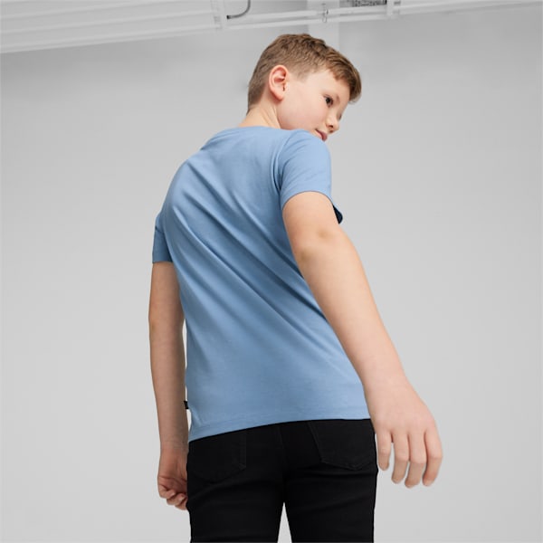 キッズ ボーイズ ESSプラス MID 90s ロゴ グラフィック 半袖 Tシャツ 120-160cm, Zen Blue, extralarge-JPN
