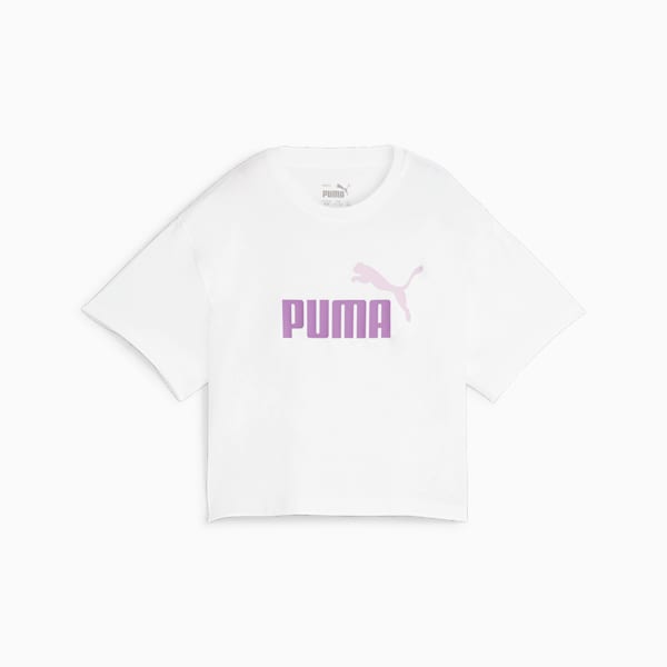 キッズ ガールズ ロゴ クロップド 半袖 Tシャツ 120-160cm, PUMA White-print, extralarge-JPN