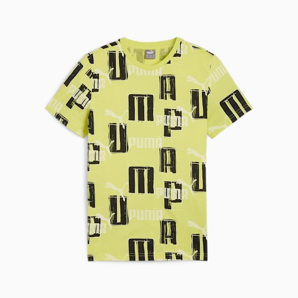 キッズ ボーイズ ESSプラス ロゴ LAB AOP 半袖 Tシャツ 120-160cm, Lime Sheen, extralarge-JPN
