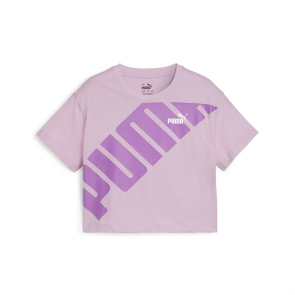 キッズ ガールズ プーマ パワー クロップド 半袖 Tシャツ 120-160cm, Grape Mist, extralarge-JPN