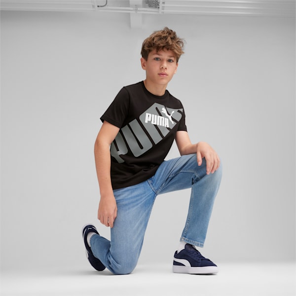 キッズ ボーイズ プーマ パワー グラフィック 半袖 Tシャツ 120-160cm, PUMA Black, extralarge-JPN