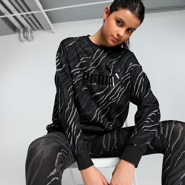 ANIMAL Graphic Women's Relaxed Fit Crew-Neck Sweatshirt, PUMA Black, extralarge-IND