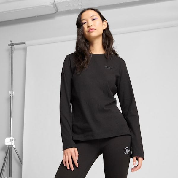 Haut à manches longues ESS ELEVATED Femme, PUMA Black, extralarge