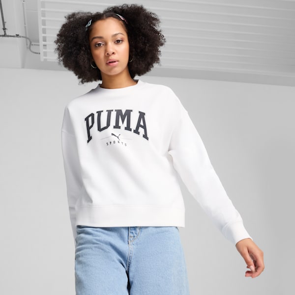 PUMA SQUAD Women's Full-Length Crewneck, PUMA White, extralarge