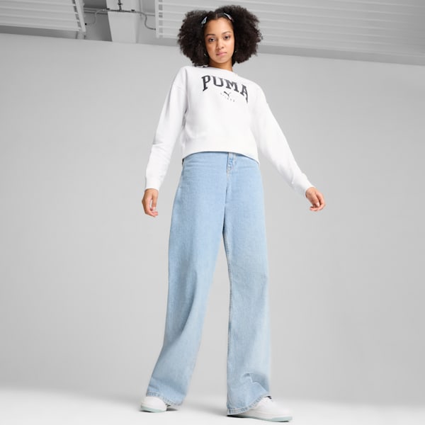 PUMA SQUAD Women's Full-Length Crewneck, PUMA White, extralarge