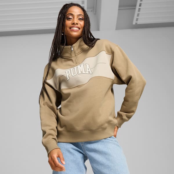 Sudadera de cuello con cremallera para mujer PUMA SQUAD, Oak Branch, extralarge