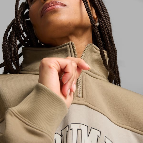 Sudadera de cuello con cremallera para mujer PUMA SQUAD, Oak Branch, extralarge
