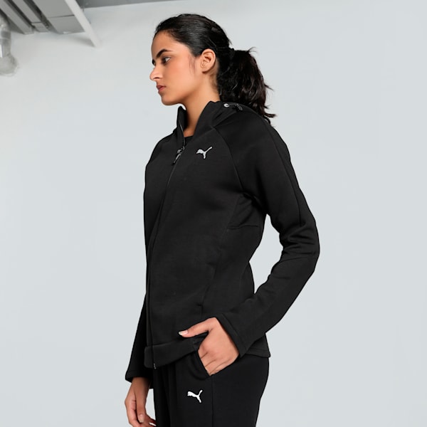 EVOSTRIPE Women's Full-Zip Hoodie, PUMA Black, extralarge-IND