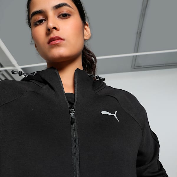 EVOSTRIPE Women's Full-Zip Hoodie, PUMA Black, extralarge-IND