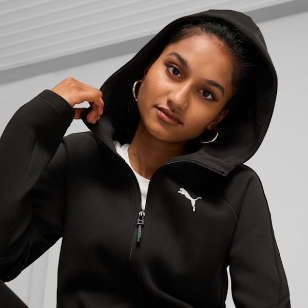 EVOSTRIPE Full-Zip Women's Hoodie, PUMA Black, extralarge