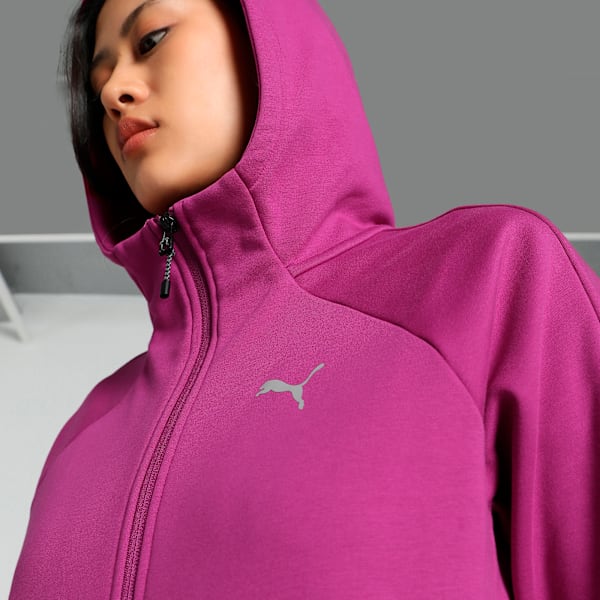 EVOSTRIPE Full-Zip Women's Hoodie, Magenta Gleam, extralarge-IND