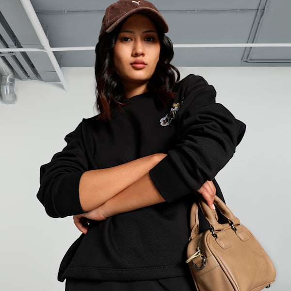 CLASS ACT Women's Relaxed Fit Crew Neck Sweatshirt, PUMA Black, extralarge-IND
