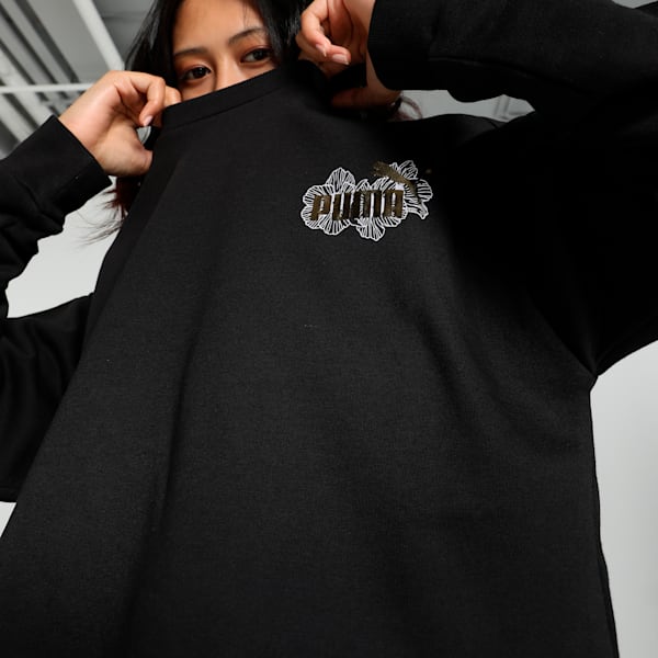 CLASS ACT Women's Relaxed Fit Crew Neck Sweatshirt, PUMA Black, extralarge-IND