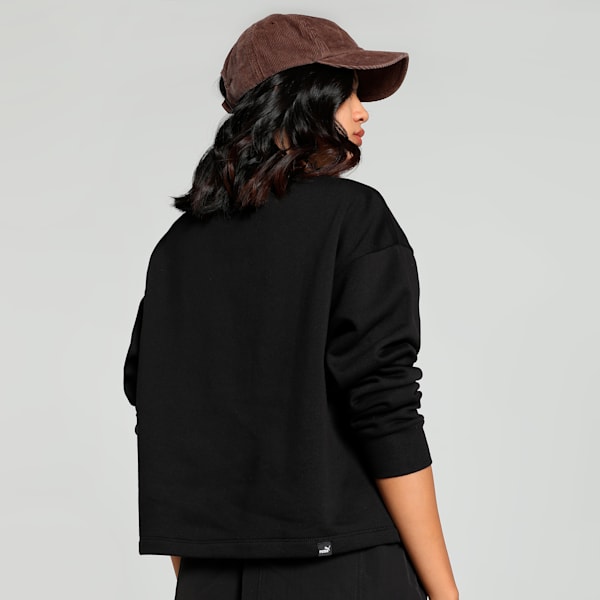 CLASS ACT Women's Relaxed Fit Crew Neck Sweatshirt, PUMA Black, extralarge-IND