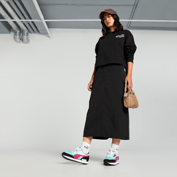 CLASS ACT Women's Relaxed Fit Crew Neck Sweatshirt, PUMA Black, extralarge-IND