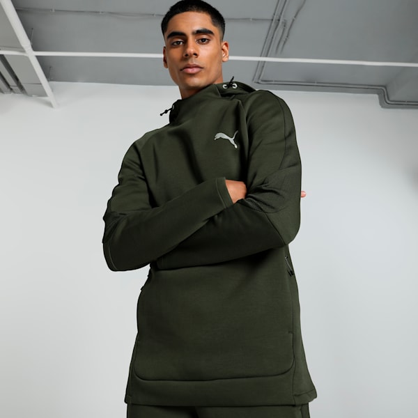 EVOSTRIPE Men's Slim Fit Hoodie, Dark Olive, extralarge-IND