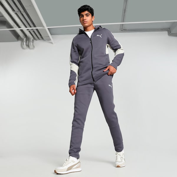 EVOSTRIPE Full-Zip Men's Slim Fit Hoodie, Galactic Gray, extralarge-IND