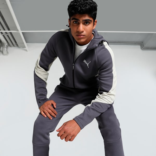 EVOSTRIPE Full-Zip Men's Slim Fit Hoodie, Galactic Gray, extralarge-IND