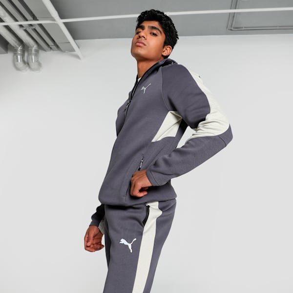 EVOSTRIPE Full-Zip Men's Slim Fit Hoodie, Galactic Gray, extralarge-IND