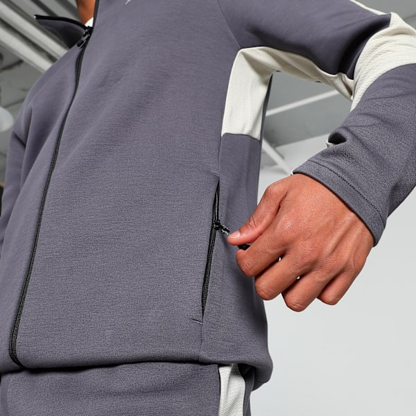 EVOSTRIPE Full-Zip Men's Slim Fit Hoodie, Galactic Gray, extralarge-IND
