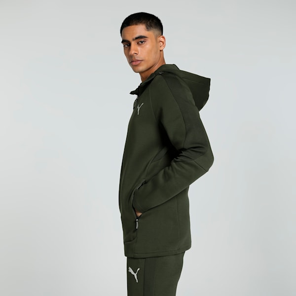 EVOSTRIPE Full-Zip Men's Slim Fit Hoodie, Dark Olive, extralarge-IND