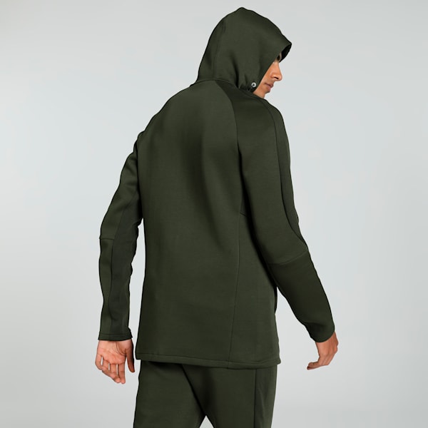 EVOSTRIPE Full-Zip Men's Slim Fit Hoodie, Dark Olive, extralarge-IND