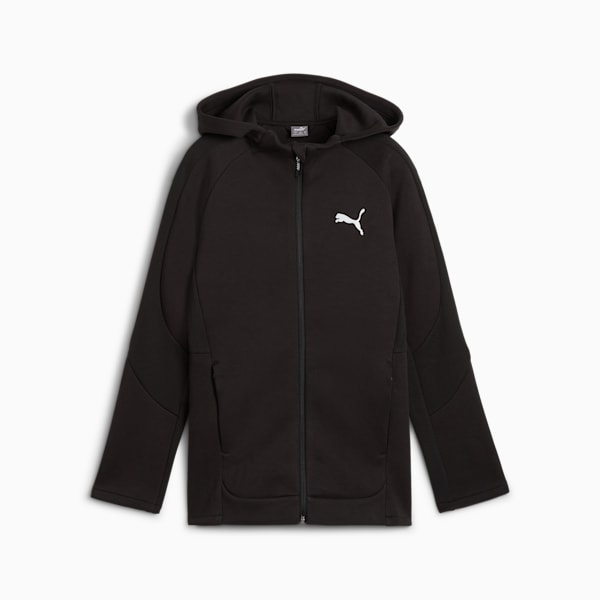 Sudadera con capucha y cremallera completa EVOSTRIPE para niños grandes, PUMA Black, extralarge