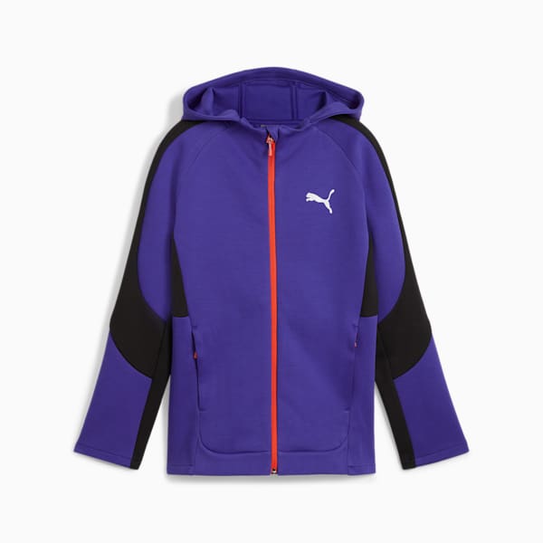 Sudadera con capucha y cremallera completa EVOSTRIPE para niños grandes, Lapis Lazuli, extralarge