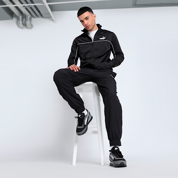 Piping Men's Tracksuit, PUMA Black, extralarge-IND