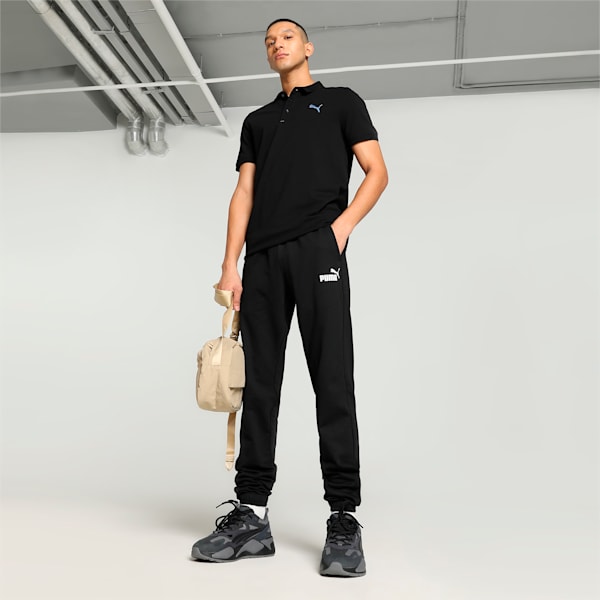 Men's Jacquard Collar Slim Fit Polo, PUMA Black, extralarge-IND