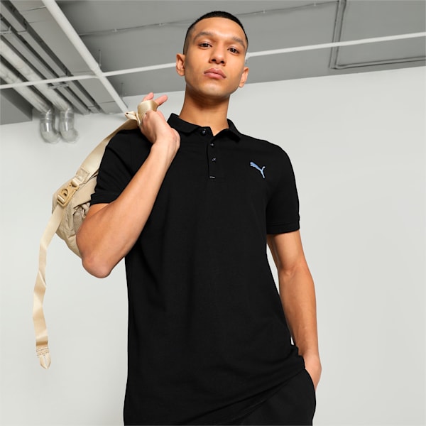 Men's Jacquard Collar Slim Fit Polo, PUMA Black, extralarge-IND