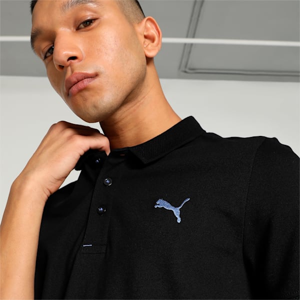 Men's Jacquard Collar Slim Fit Polo, PUMA Black, extralarge-IND