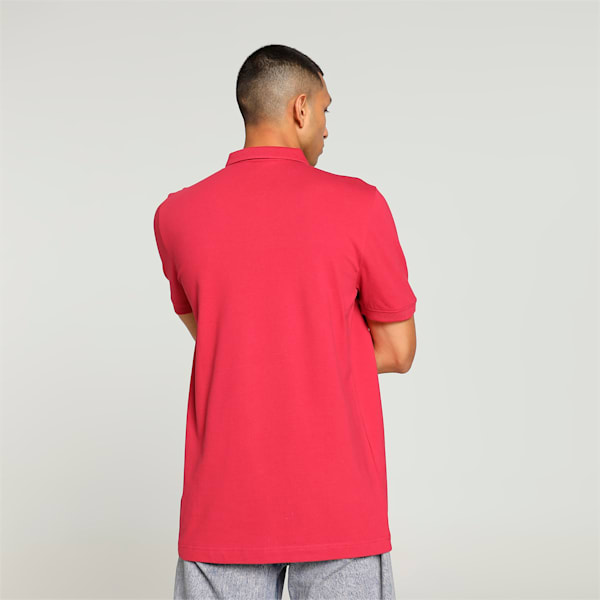 Men's Jacquard Collar Slim Fit Polo, Club Red, extralarge-IND
