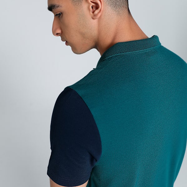 Men's Contrast Sleeve Slim Fit Polo, Cold Green, extralarge-IND