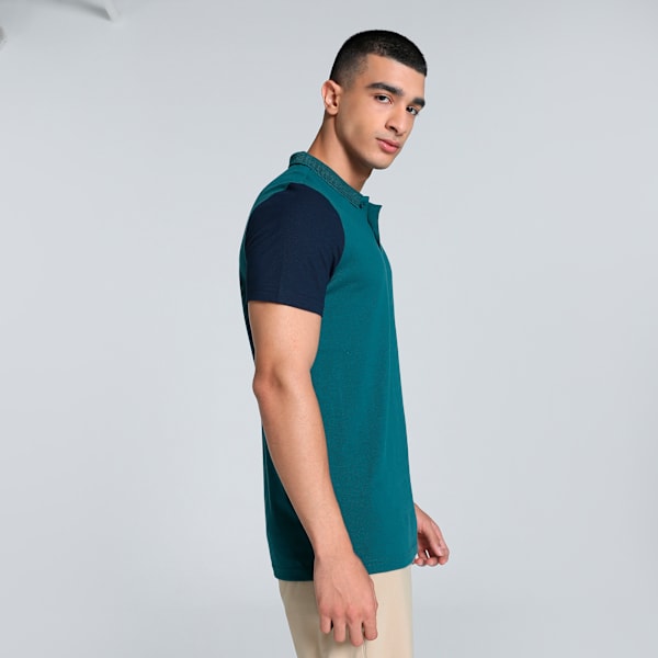 Men's Contrast Sleeve Slim Fit Polo, Cold Green, extralarge-IND