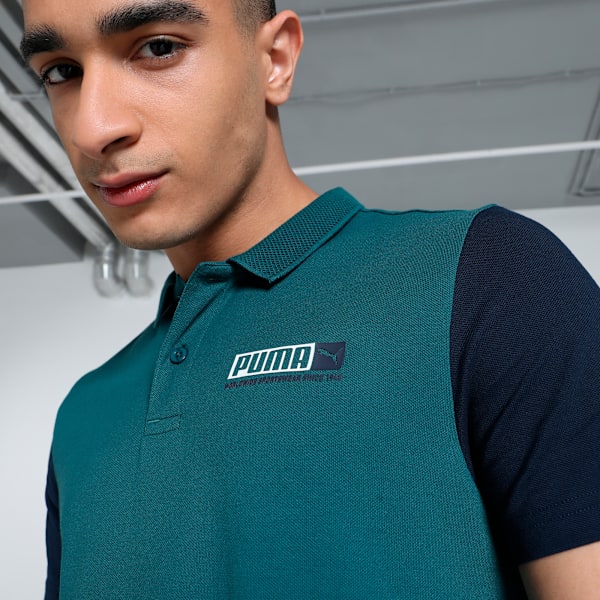 Men's Contrast Sleeve Slim Fit Polo, Cold Green, extralarge-IND