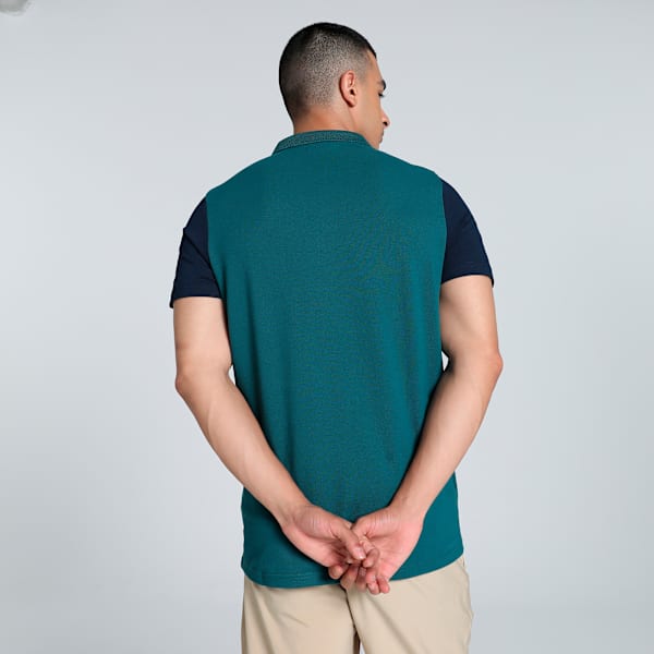 Men's Contrast Sleeve Slim Fit Polo, Cold Green, extralarge-IND