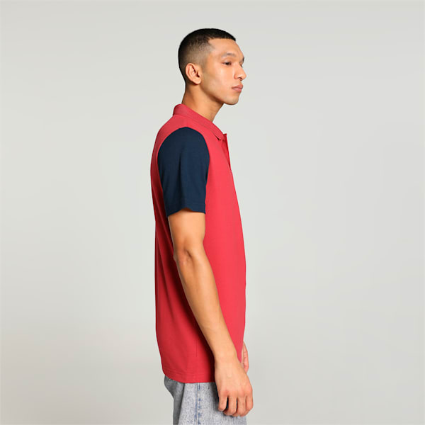 Men's Contrast Sleeve Slim Fit Polo, Club Red, extralarge-IND