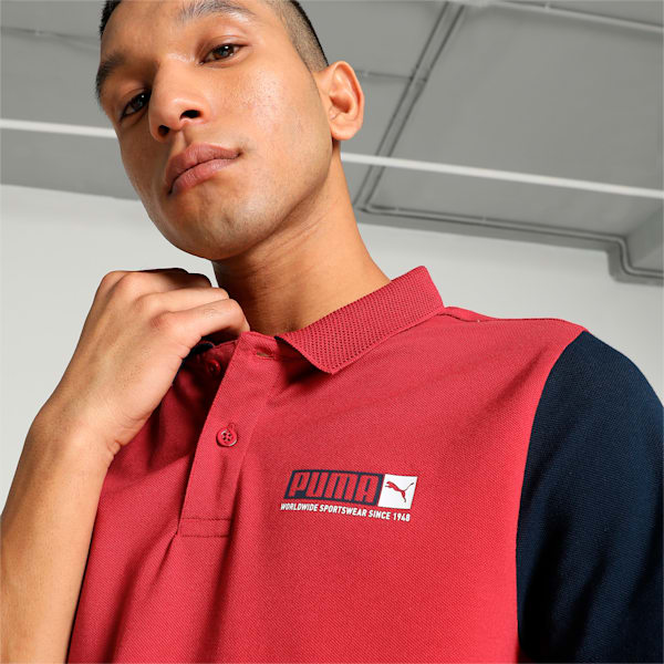 Men's Contrast Sleeve Slim Fit Polo, Club Red, extralarge-IND